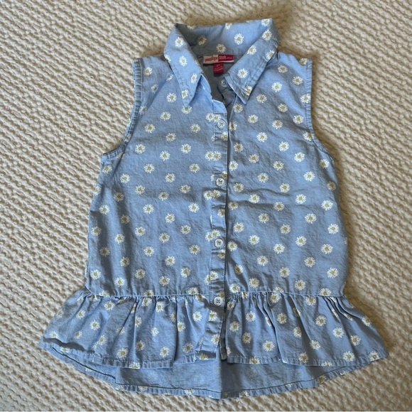 Penelope Mack Girls Daisy Button Down Sleeveless Shirt Size 6x - Picture 1 of 4